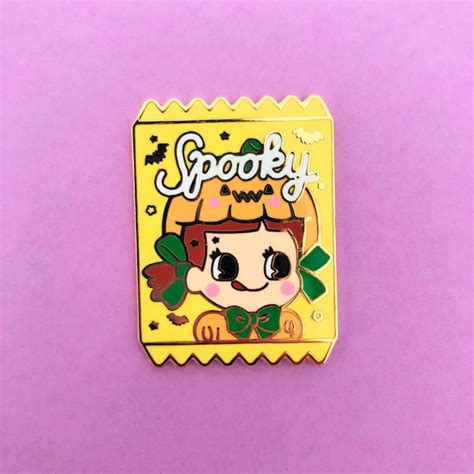 ♥b Grade Pin♥ Spooky Pumpkin Halloween Candy Bag Enamel Pin Sharodactylart