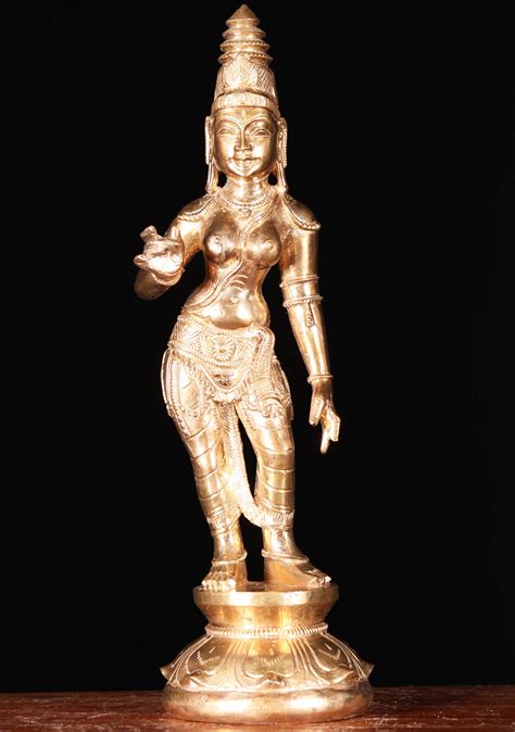 Sold Bronze Polished Gold Parvati Statue 10 91b58 Hindu Gods And Buddha Statues