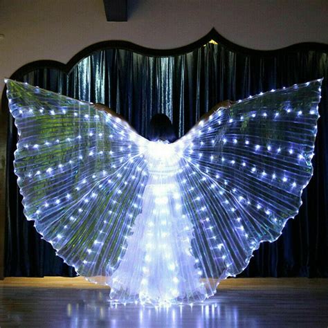 Gezichta Led Isis Wings Glow Light Up Belly Dance Costumes With Sticks Performance Clothing