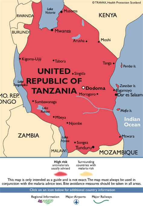 United Republic Of Tanzania Malaria Map Fit For Travel