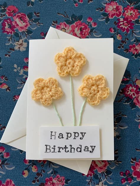 Birthday Crochet Greeting Card Etsy