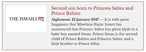 Second Son Born To Princess Salwa And Prince Rahim The Ismaili