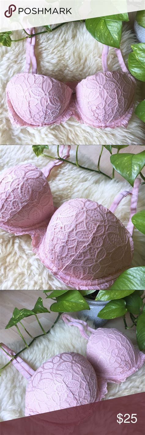 Pink Vs Date Push Up Lace Padded Bra Underwire 34d Pink Victorias Secret •size 34d Measurements