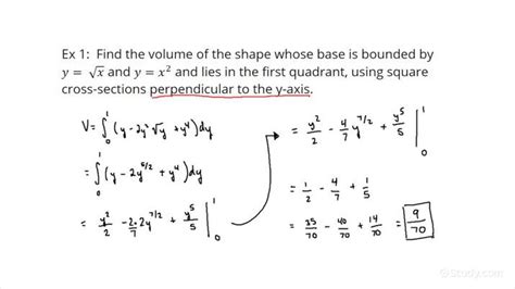 How To Find The Volume Of A Solid With A Square Cross Section Using