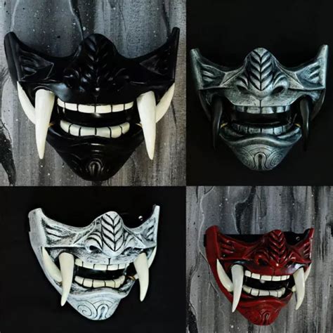 LATEX JAPANESE PRAJNA Hannya Noh Kabuki Demon Samurai Half Face Mask