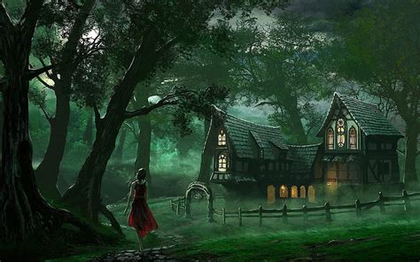 Creepy House Forest Creepy House Dark Woman Hd Wallpaper Peakpx
