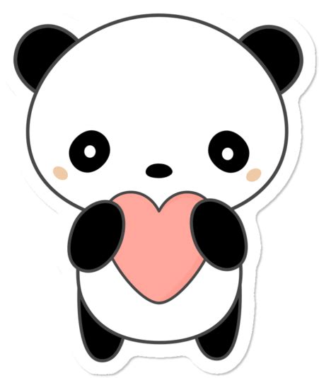 Download Kawaii Cute Panda With A Heart Panda Kawaii Para Dibujar Png