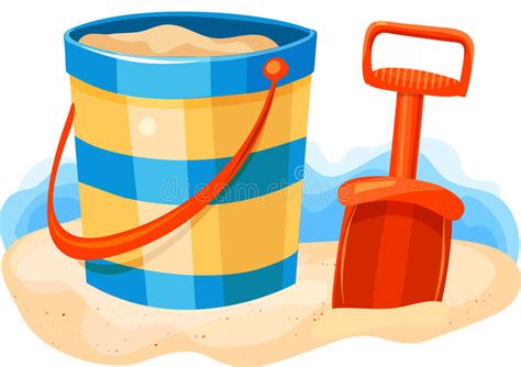 Shovel And Pail On Beach Stock Vector Illustration Of Striped 31885555
