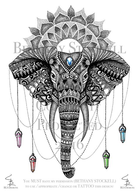 Elephant Mandala Drawing By Bethany Stockell Bls Designs All Rights Reserved Elephant Ele