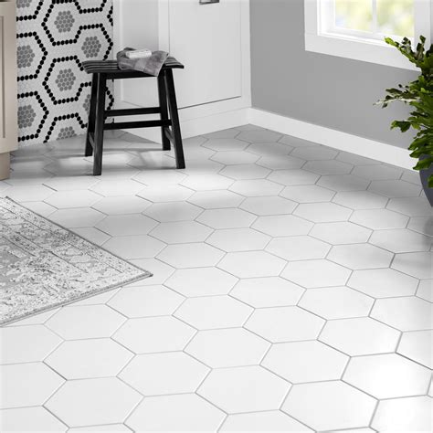 30 White Hexagon Floor Tile