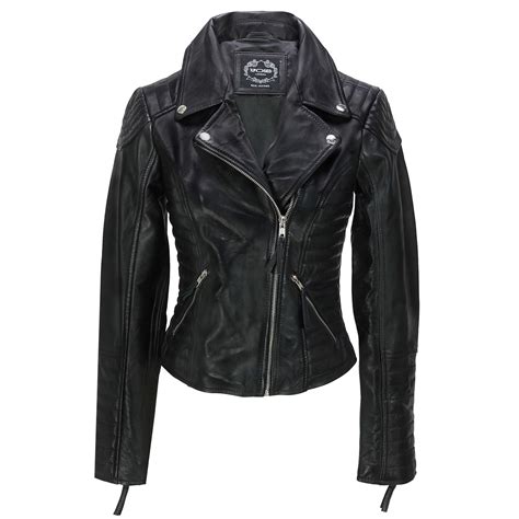 Women 100 Genuine Leather Biker Jacket Soft Slim Fit Vintage Slim