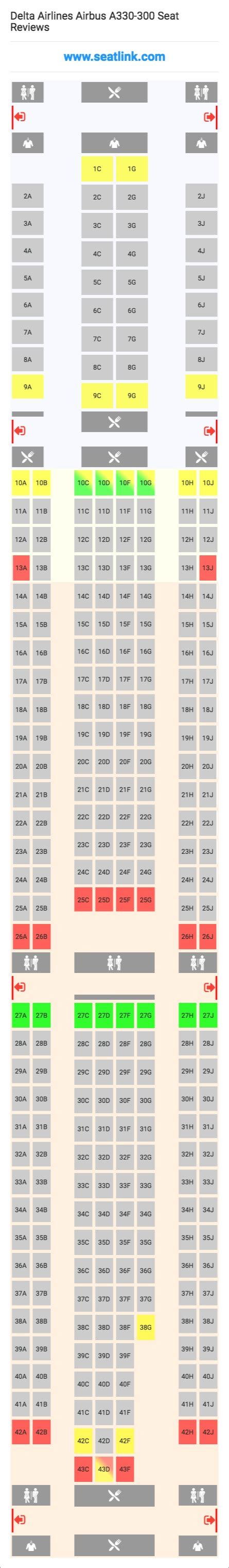 Delta Airlines Airbus A330 300 333 Seat Map Delta Airlines