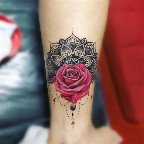 Breast cancer symbol tattoo with gorgeous red rose tattoo. Flower tattoo for your wrist | Flower wrist tattoos, Wrist ...