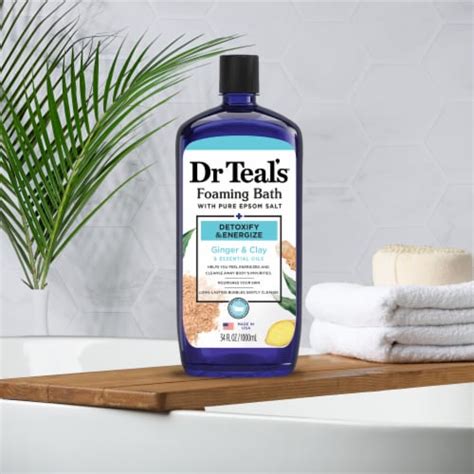 Dr Teals® Pure Epsom Salt Detoxify And Energize With Ginger And Clay Foaming Bath 34 Fl Oz Kroger
