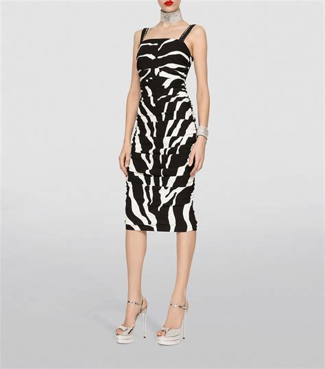 Dolce And Gabbana Multi Zebra Print Midi Dress Harrods Uk
