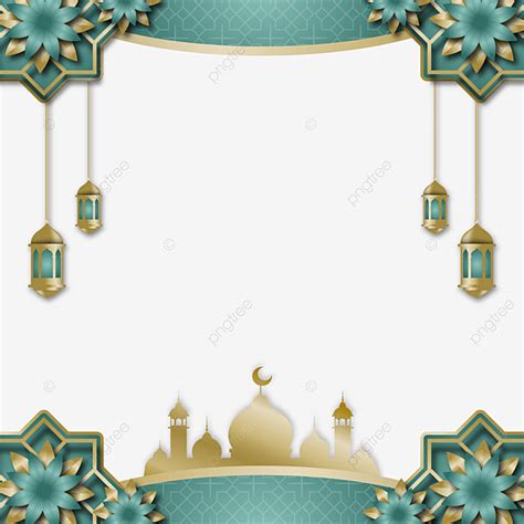 Gambar Dekorasi Bingkai Islami Gratis Dalam Warna Hijau Dan Emas Dengan