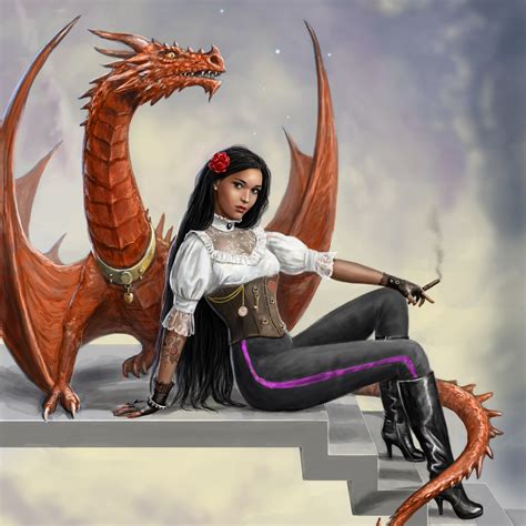 Fantasy Girl And Dragon By Gordon Napier