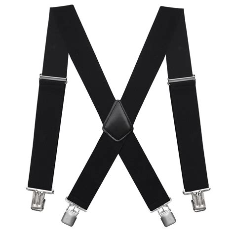 Mens Suspenders X Back 2 Wide Adjustable Solid Straight Clip