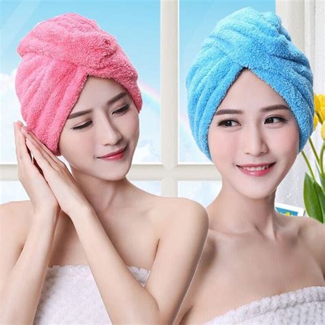Women Bathroom Super Absorbent Quick Drying Coral Velvet Bath Towel Hair Dry Cap Salon Towel 65