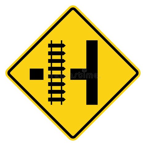 Traffic Signswarning Signsrailway Crossing On Next Side Road Stock