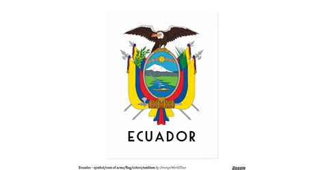 Ecuadorsymbolcoatofarmsflagcolorsemblempostcard