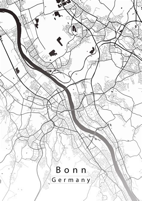 Map Of Bonn Germany City Map White ǀ Maps Of All Cities And Countries