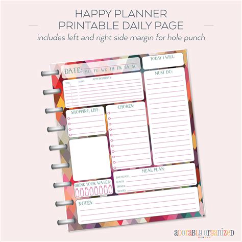 HAPPY PLANNER PRINTABLE Daily Planner Refills Inserts 7 X Etsy