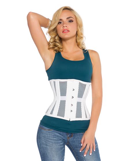 emma white mesh underbust steel boned corset glamorous corset