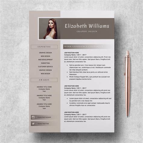Editable Resume Templates Cv Format Word Elizabeth Williams