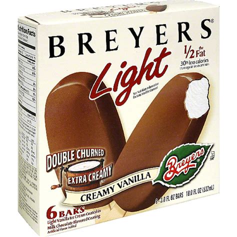 Breyers Light Ice Cream Bar Creamy Vanilla Non Dairy Ice Cream