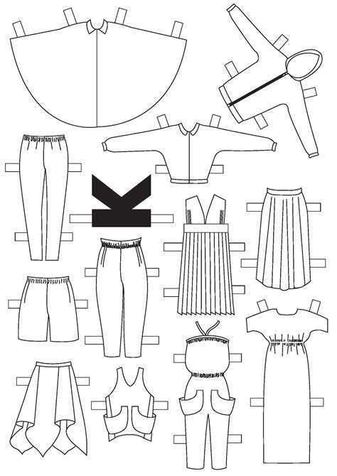 Paper Doll Clothes Printable Coloring Page With Outfits