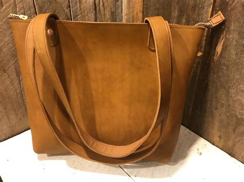 Leather Purse Tote Bag With Zipper Free Shipping Amish Handmade