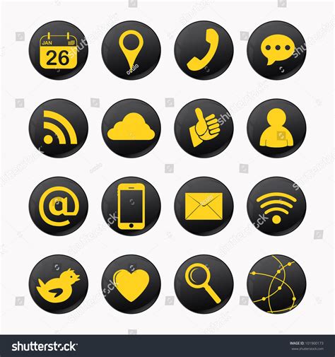Set Of Social Yellow Icons Stock Vector 101900173 Shutterstock