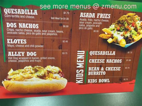 Menu At Dos Tacos Fast Food Bakersfield