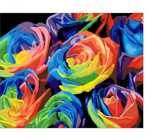 Multicolored Flower Paint Number Kit Home Decoration Color By Number