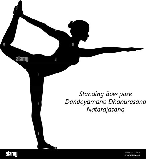 Silhouette Of Woman Doing Yoga Dandayamana Dhanurasana Or Natarajasana Standing Bow Pulling