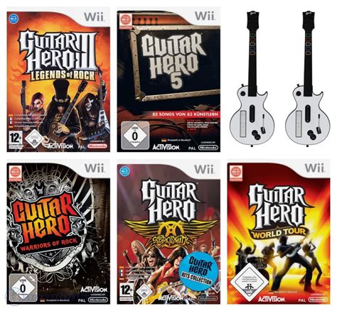 Wii Guitar Hero Set 3 And 5 Warriors Of Rock Aerosmith World Tour