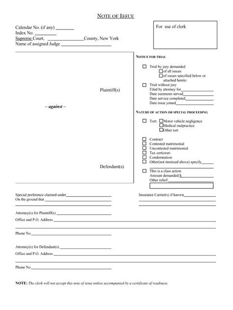 Note Of Issue Form Fill Out And Sign Online Dochub