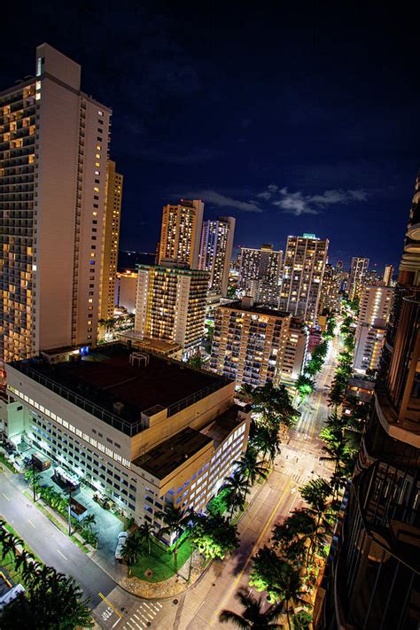 Downtown Waikiki At Night Photograph By Anthony Jones Fine Art America