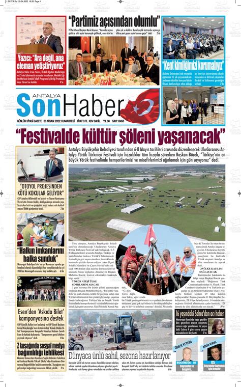 30 Nisan 2022 tarihli Antalya Son Haber Gazete Manşetleri