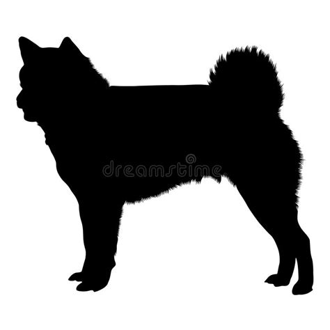 Standing Ainu Dog Silhouette Side View Preview Isolated On White