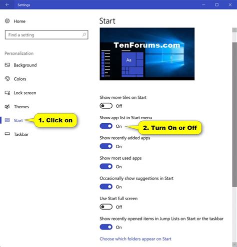 Start Menu App List Hide Or Show In Windows 10 Windows 10 Tutorials