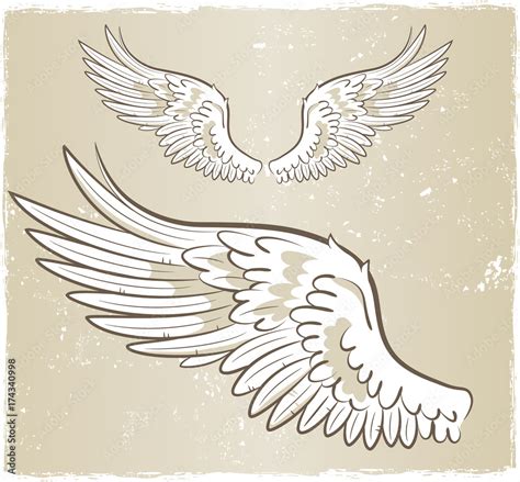 Pair Of Spread Out White Angel Wings Vector Illustration Stock Vector