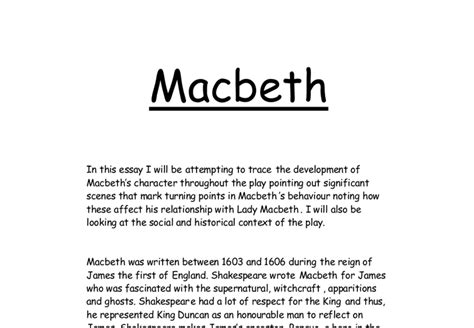 Macbeth Essay Examples Telegraph
