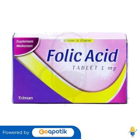 Folic Acid Triman Mg Box Tablet Kegunaan Efek Samping Dosis