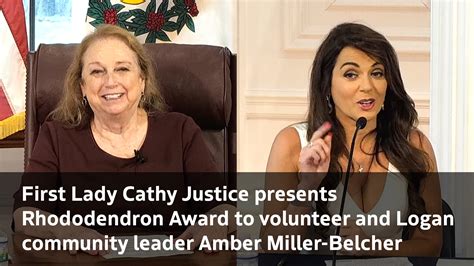 First Lady Cathy Justice Presents Rhododendron Award To Volunteer And