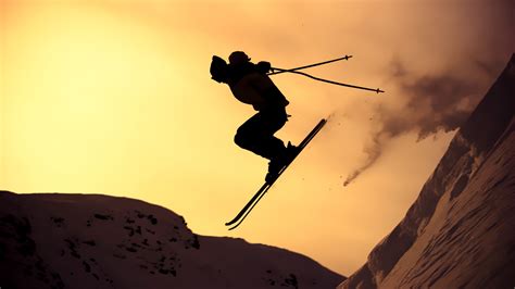 Free Download Sunset Skiing Hd Wallpaper For Desktop And Mobiles 4k