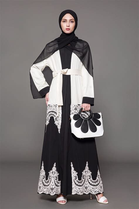 New Muslim Abaya Turkish Caftan Women Black And White Cardigan Long