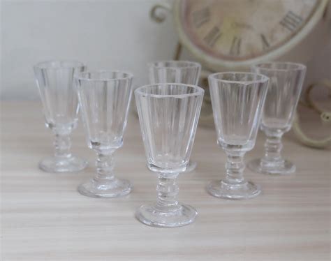 Faceted Wineglasses Set Of 6 Crystal Shots Vintage Lafitnik Etsy