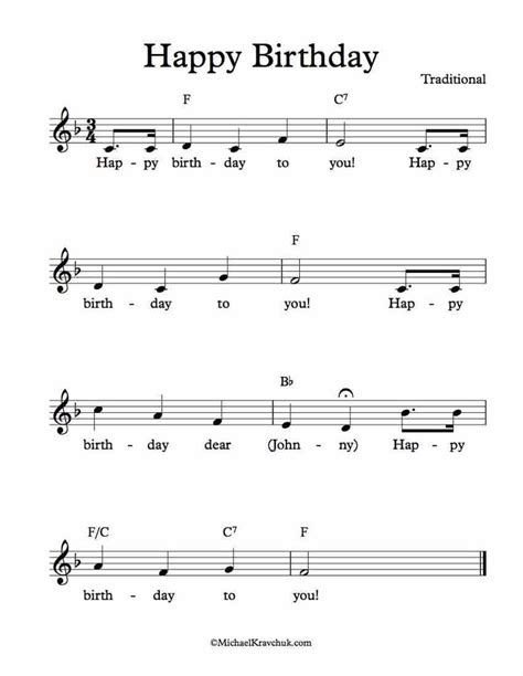 Free Lead Sheet Happy Birthday To You In 2019 Music Lead Sheet Music Saxophone Sheet Music